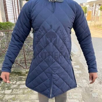 Medieval Padded Gambeson Navy Blue Full Sleeve for SCA Larp Costume