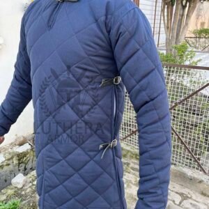 Medieval Navy Blue Celtic Gambeson| Viking Gambeson|Padded Armour Gambeson With Full Sleeves