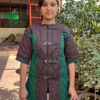 Female Gambeson Brown with Green Color For Renfaire Event