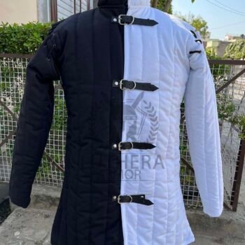Medieval Gambeson Black and White Color Detachable Sleeve