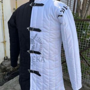 Fighting Black /white Female Gambeson | Medieval Gambeson Padded Coat | Large Gambeson