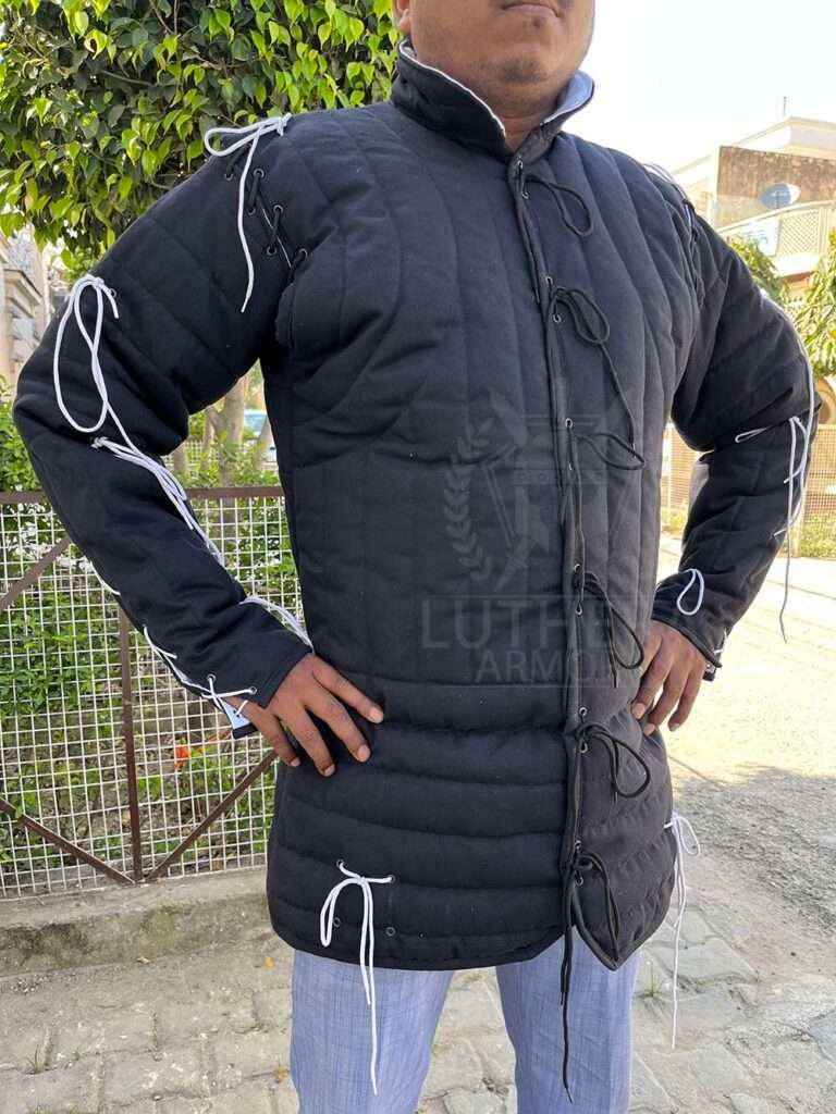 Medieval Reenactment Black Armor Gambeson For Historical Event | Reenactment Stylish Armor Costume Dress