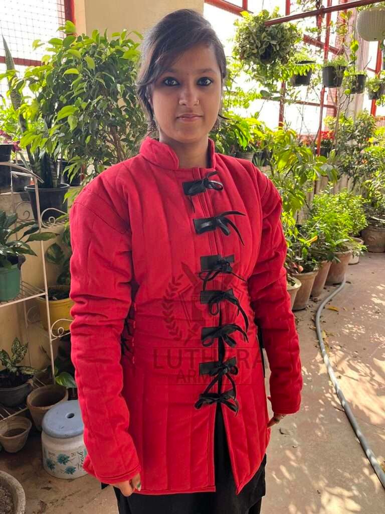 Female Gambeson Red Color For Viking Events