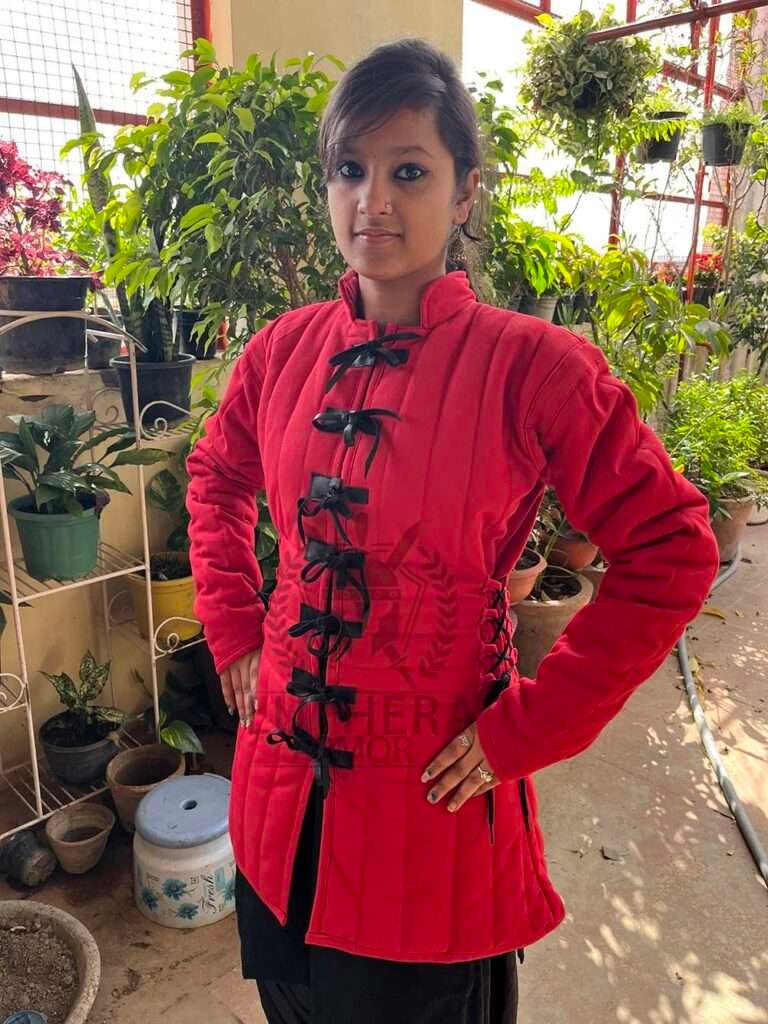 Female Gambeson Red Color For Viking Events
