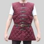 Medieval Armor Gambeson Maroon Color Sleeve Less Larp Costume