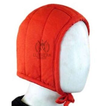 Medieval Cotton Padded Coif Red Color