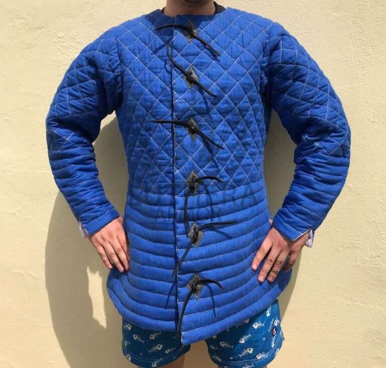 Medieval Padded Gambeson Full Sleeve Royal Blue