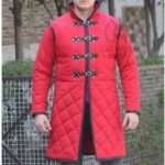 Medieval Witcher Gambeson Red with Black Trim For Renfaire
