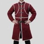 Medieval Gambeson Wine Color with White Trim For Ren Faire