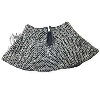 Chainmail Aventail with Padded Collar 9MM Flat Ring Riveted Solid Rings