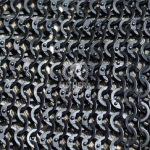 chainmail Aventail with Cotton Padded – collar (neck protection) 9MM-18GAUGE | flat riveted with washer Mild steel