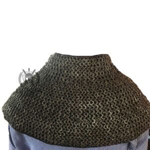 chainmail Aventail with Cotton Padded - collar (neck protection) 9MM-18GAUGE | flat riveted with washer Mild steel - Image 4