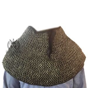 chainmail Aventail with Cotton Padded - collar (neck protection) 9MM-18GAUGE | flat riveted with washer Mild steel - Image 5