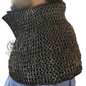 chainmail Aventail with Cotton Padded - collar (neck protection) 9MM-18GAUGE | flat riveted with washer Mild steel - Image 7