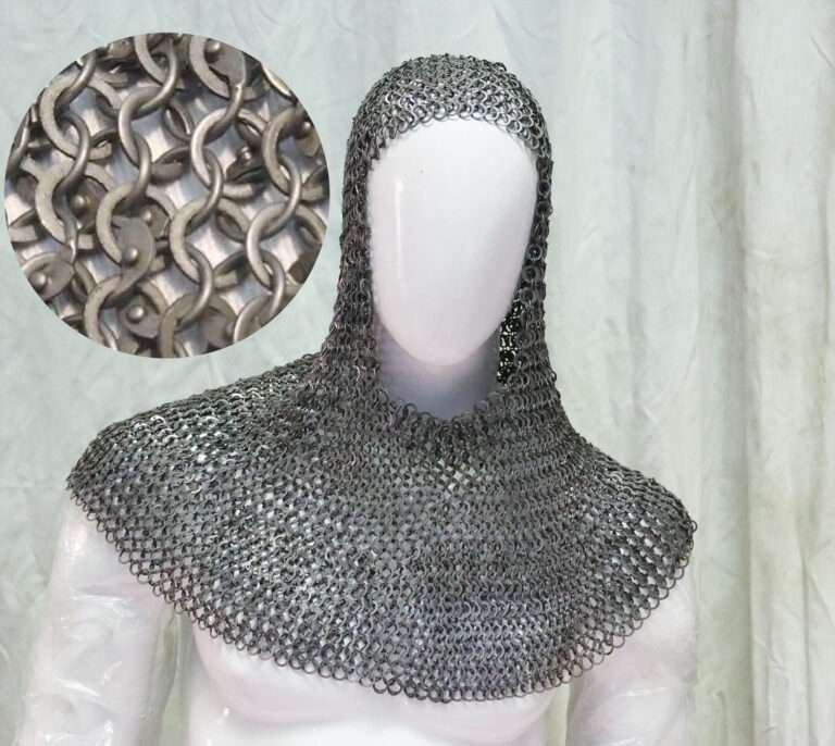 Chainmail Coif 8MM Flat Ring Riveted with Solid Rings Mild Steel