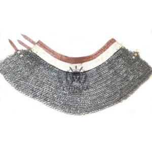 Medieval chainmail collar (neck protection) with leather | 9MM-18Gauge flat riveted,Rust-free stainless steel - Image 3