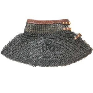 Medieval chainmail collar (neck protection) with leather | 9MM-18Gauge flat riveted,Rust-free stainless steel - Image 4