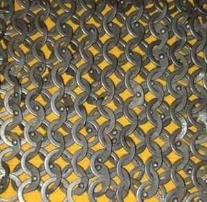 Chainmail Haubergeon- Mild Steel Flat Ring with Solid Ring Dome Riveted Long Length