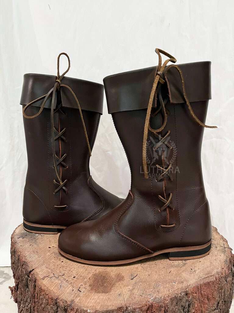 Medieval Long Boots Side Lace