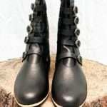 Medieval Leather Boots With Five Brass Buckle