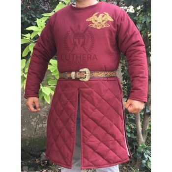 Medieval Gambeson Cotton Padded Golden SPQR Eagle Embroidered