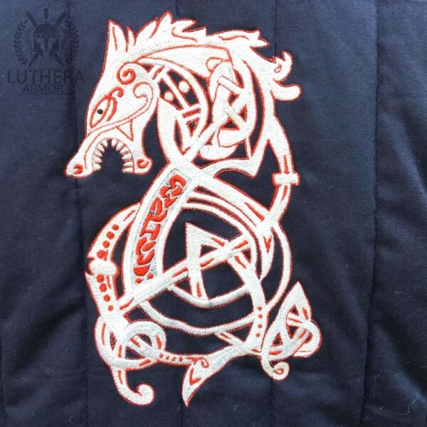 Medieval Gambeson Cotton Padded Navy Blue Color The Nordic Embroidery