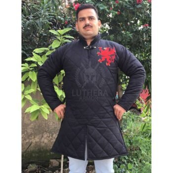 Renfaire Gambeson Cotton Padded Embroidered Rampant Griffin