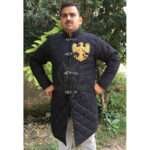 Renfaire Cotton Padded Gambeson Golden Falcon Embroidered