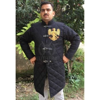 Renfaire Cotton Padded Gambeson Golden Falcon Embroidered
