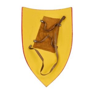 Medieval Heater Shield – White Lion on Red Field