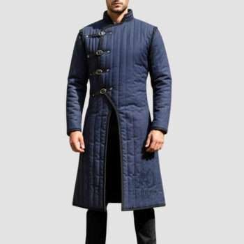 Medieval Armor Gambeson Navy Blue with Black Trim
