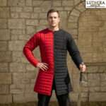 Medieval Padded Gambeson Red with Black for Viking Events