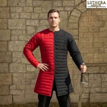 Medieval Padded Gambeson Red with Black for Viking Events