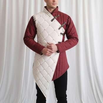 Medieval Gambeson Wine with White Color full Sleeve
