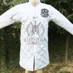 Medieval Gambeson White Color Cotton Padded Sleipnir Eight Legged Horse Embroidery