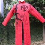 Medieval Gambeson Red Color with Black Trim Double Eagle Embroidered