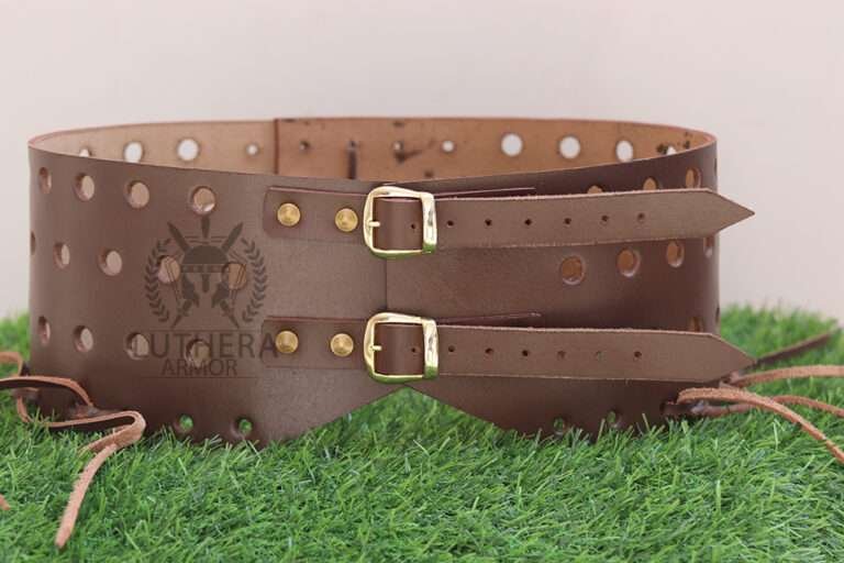 Medieval Leather belt for chausses - leg armor attachment with leather straps