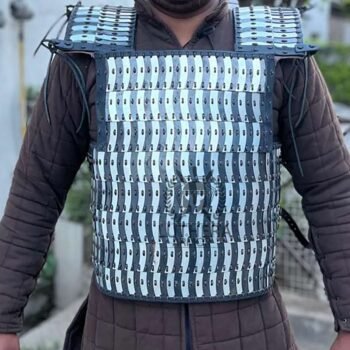 Lamellar Torso Armor - 20 Gauge Steel Black & Silver Scale