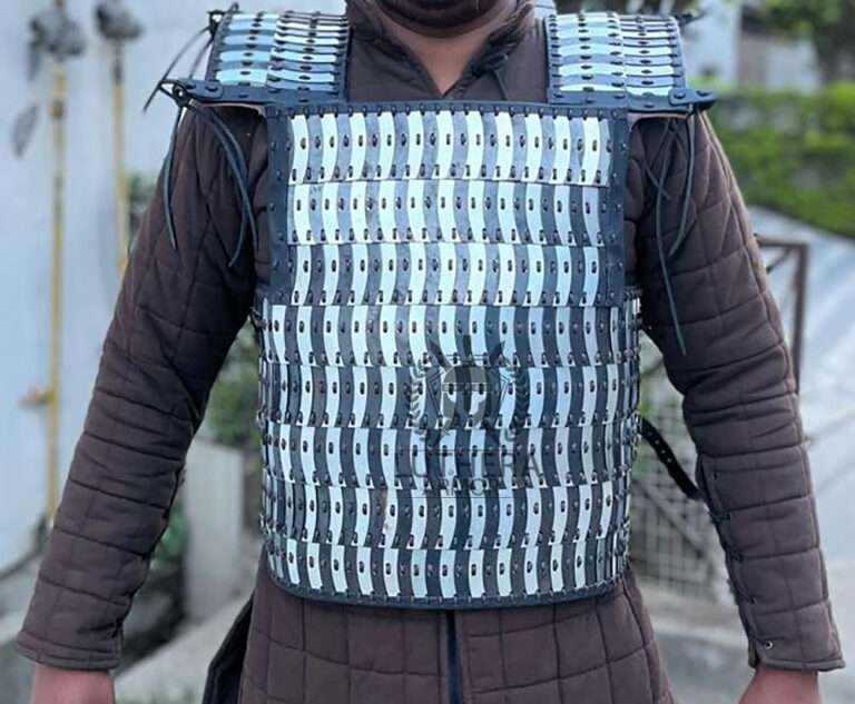 Lamellar Torso Armor - 20 Gauge Steel Black & Silver Scale