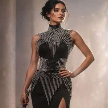 Celestial Shadow Chainmail Corset Set Fantasy Festival Wear