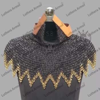 Chainmail Aventail 9MM Flat Ring Riveted Washer With Brass Trim Neck Protection
