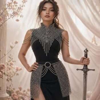 Lady Valor Chainmail Top & Skirt Set Renfaire Armor Costume