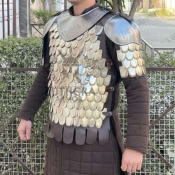 Medieval Steel Scale Body Armor 20G LARP Armor with Leather Liner For Viking Event