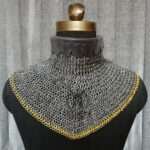 Chainmail Gorget 9MM Flat Ring Riveted washer with Brass Trim