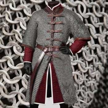 Dark Gray Aluminum Chainmail Hauberk 9mm Flat Ring with Solid Ring