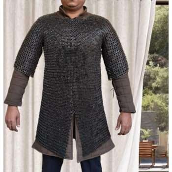 Medieval Chainmail Hauberk 8mm Flat Ring Riveted with Solid Rings