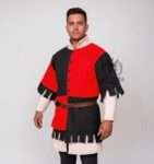 Medieval Cotton Tabard Black with Red Color For Ren Faire Costume