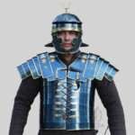 Roman Lorica Segmentata Armor: Antique Blue Finish with Helmet - 18 Gauge Steel