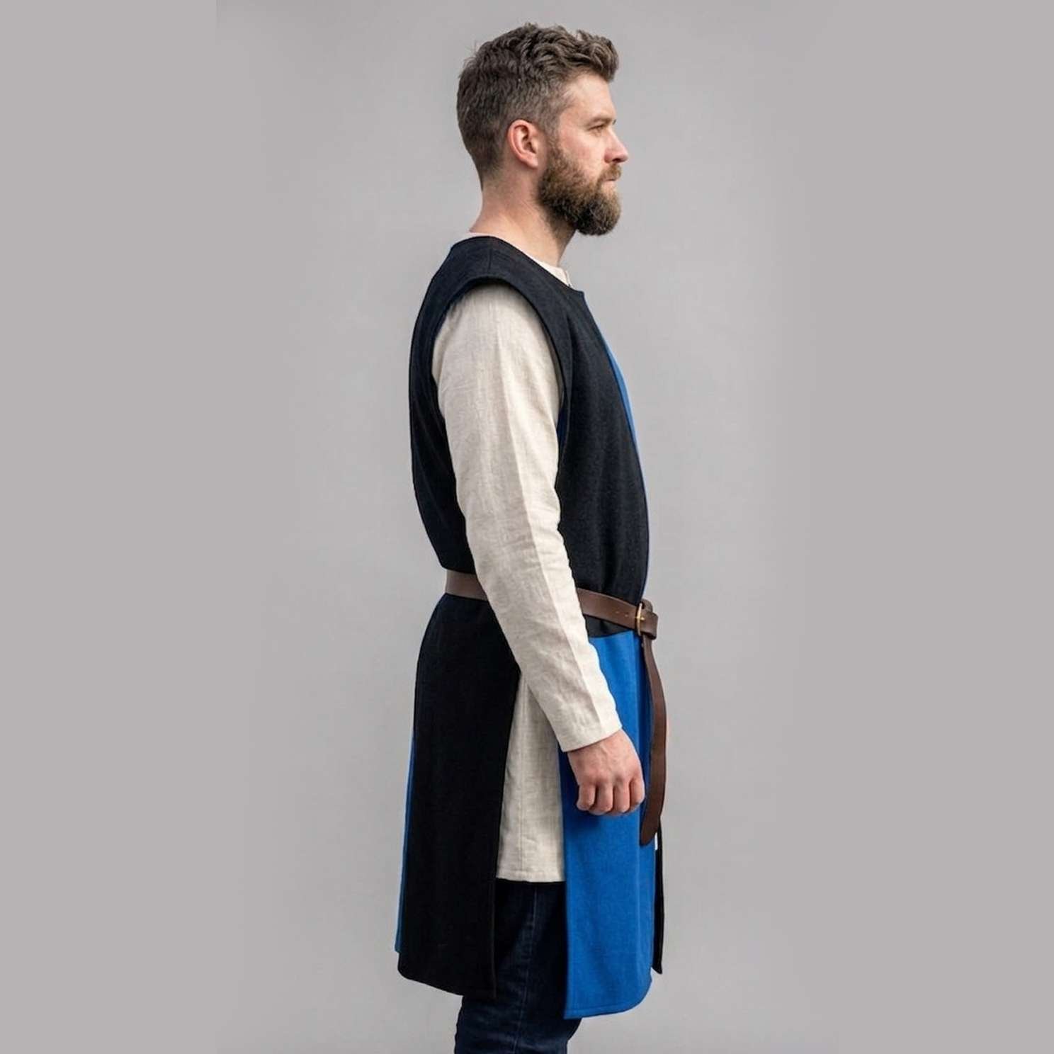 Medieval Knight Tabard Surcoat Black with Royal Blue Ren faire - Image 4