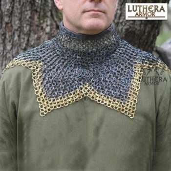 Titanium Chainmail Collar 9mm Flat Rings Riveted Medieval Gorget Armor